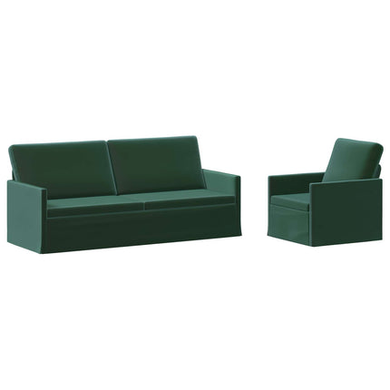 Sofa Sæt 2 pcs Mørkegrøn Velour (V)
