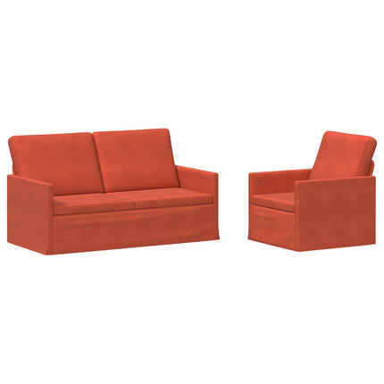Sofa Sæt 2 pcs Rød orange Velourstof