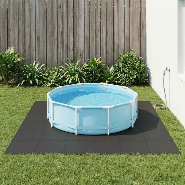 Poolbundmåtte 50 stk. Sort 18 m² EVA skum