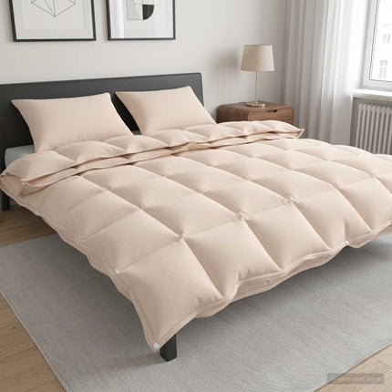 Dynebetræk Sæt 2 stk. 200 x 200 cm Kapok og Polyester Beige