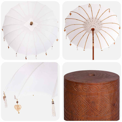 Balinesisk parasol med fod Rund 190 x 190 x 295 cm