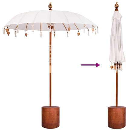 Balinesisk parasol med fod Rund 190 x 190 x 295 cm