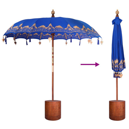Balinesisk parasol med base 2 stk. Blå