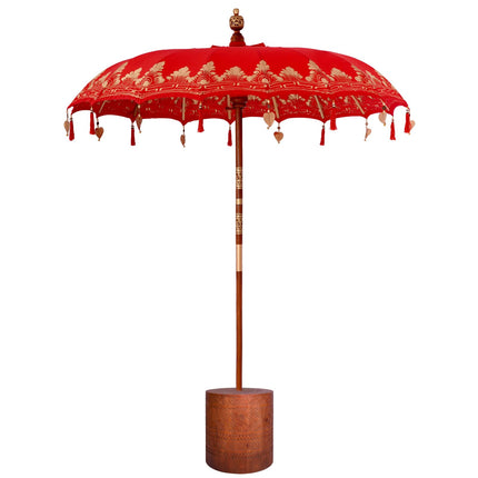 Balinesisk parasol med base 260 Rød og brun 190 x 190 x 295 cm