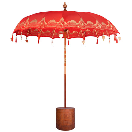 Balinesisk parasol med base 260 Rød og brun 220 x 220 x 295 cm