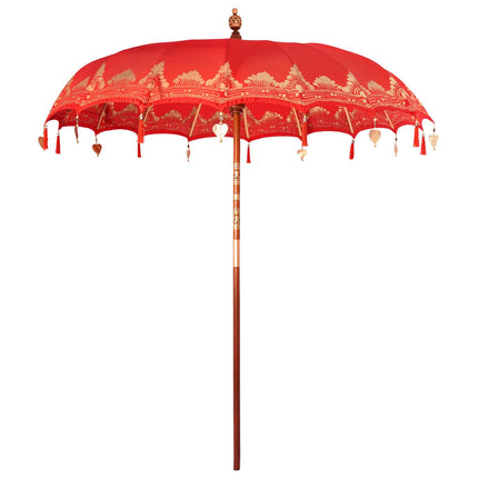 Balinesisk parasol med base 260 Rød og brun 220 x 220 x 295 cm