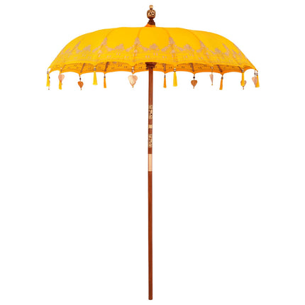 Balinesisk parasol med base 260 Gul og brun 190 x 190 x 295 cm