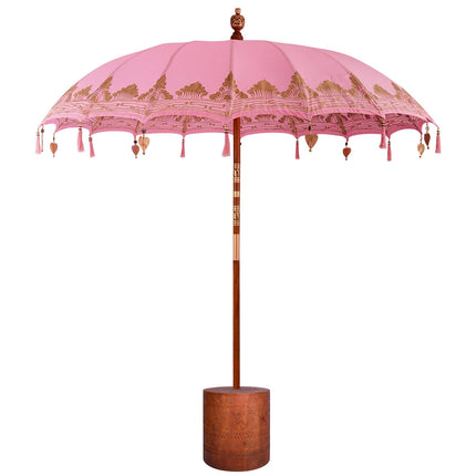 Balinesisk parasol med base 2 stk. Lyserød