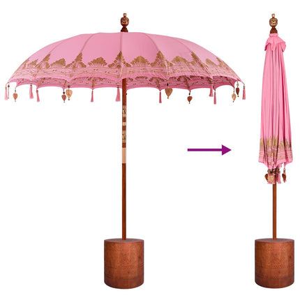 Balinesisk parasol med base 2 stk. Lyserød
