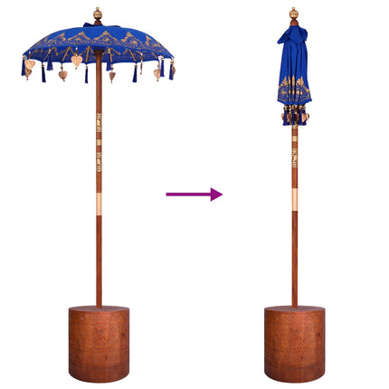 Balinesisk parasol med base 2 stk. Blå