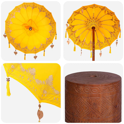 Balinesisk parasol med base 2 stk. Gul