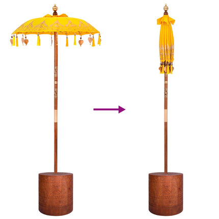 Balinesisk parasol med base 2 stk. Gul