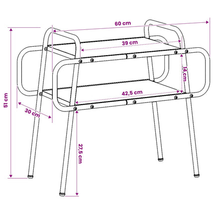 Sofabord Sonoma-eg 60 x 30 x 51 cm Konstrueret træ
