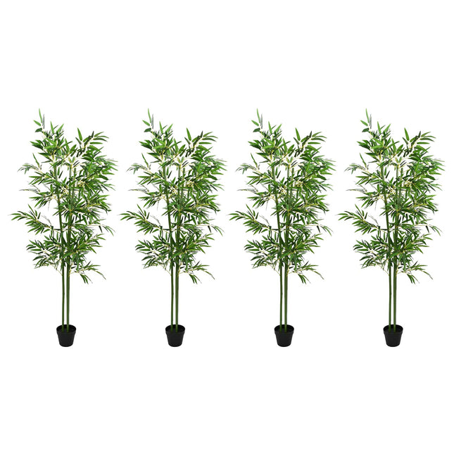 Kunstig Bambus Træ 4 pcs Grøn 60 x 18 x 190 cm Stof og Bambus