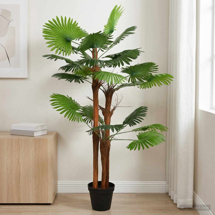 Kunstig Fan Palm Tree Grøn 75 x 25 x 180 cm Stof og Bambus