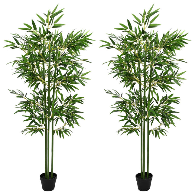 Kunstig Bambus Træ 2 pcs Grøn 45 x 18 x 175 cm Stof og Bambus