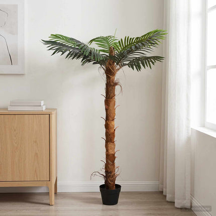 Kunstigt Cocuspalm Træ Grøn 70 x 18 x 140 cm Stof og Bambus