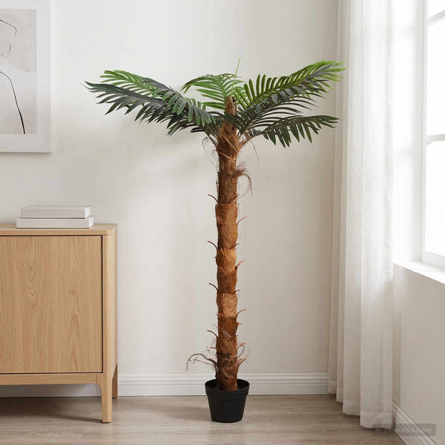 Kunstigt Cocuspalm Træ Grøn 70 x 18 x 140 cm Stof og Bambus