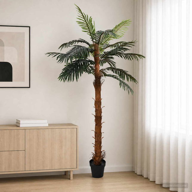 Kunstigt Cocuspalm Træ Grøn 70 x 20 x 200 cm Stof og Bambus