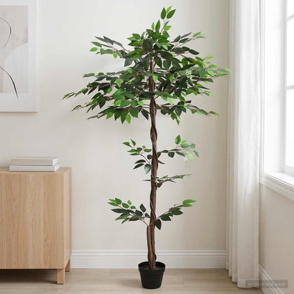 Kunstig Ficus Plante Grøn 85 x 18 x 160 cm Stof og træ