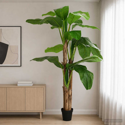 Kunstig banantræ Grøn 125 x 25 x 250 cm Stof og Bambus