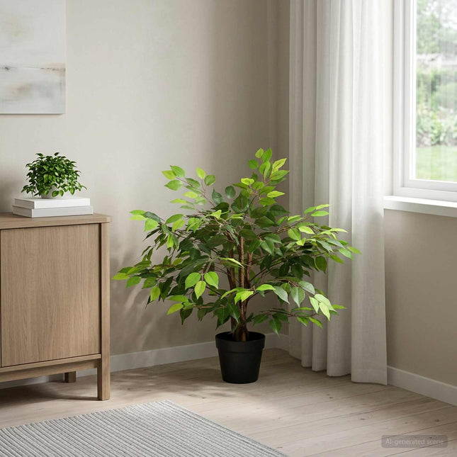 Kunstig Ficus Plante Grøn 73 x 16 x 60 cm Stof og træ