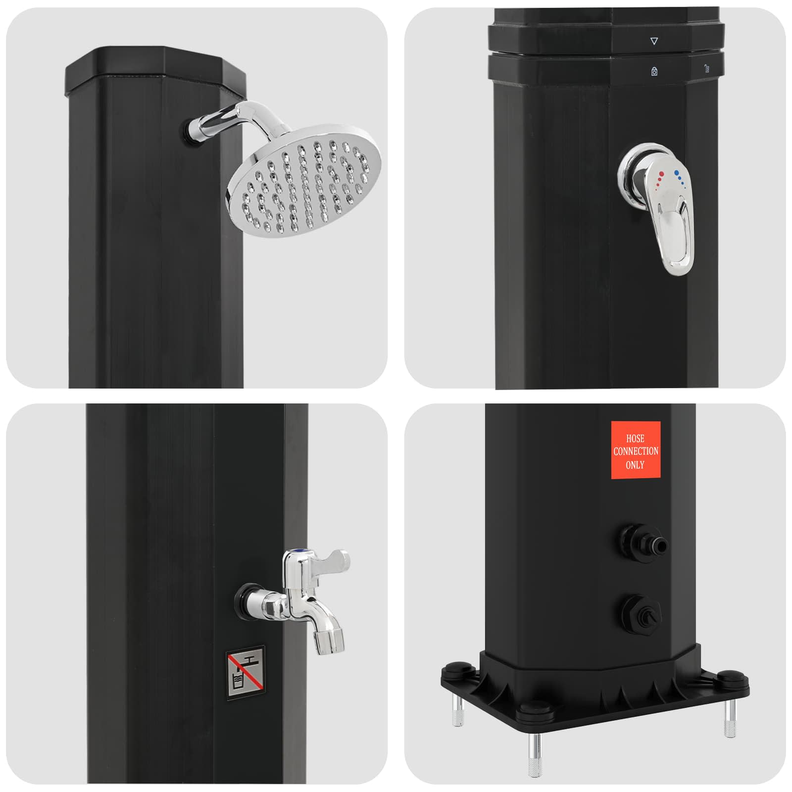 Solbruser med bruserhoved og vandhane PVC, ABS, Zinklegering