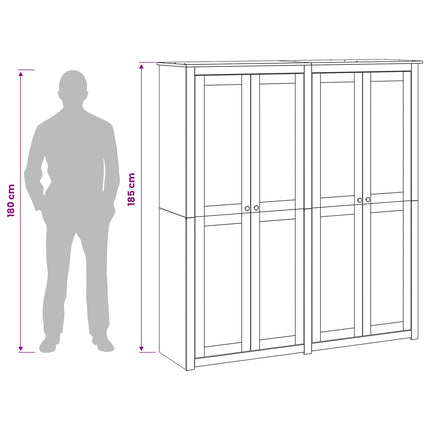 Garderobeskab PANAMA Honning 169 x 50 x 185 cm Massivt fyrretræ
