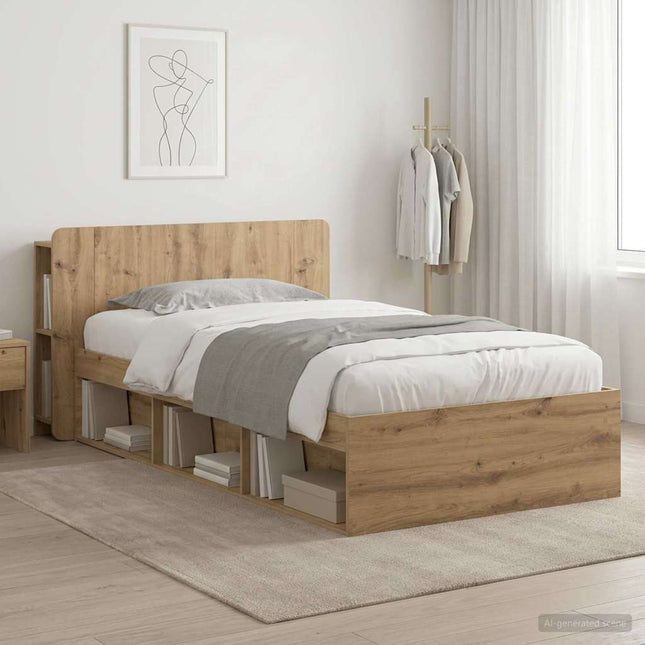 Sengestel med opbevaring Artisan-eg 75 x 190 cm Konstrueret træ