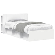 Sengestel med opbevaring Hvid 80 x 200 cm Konstrueret træ