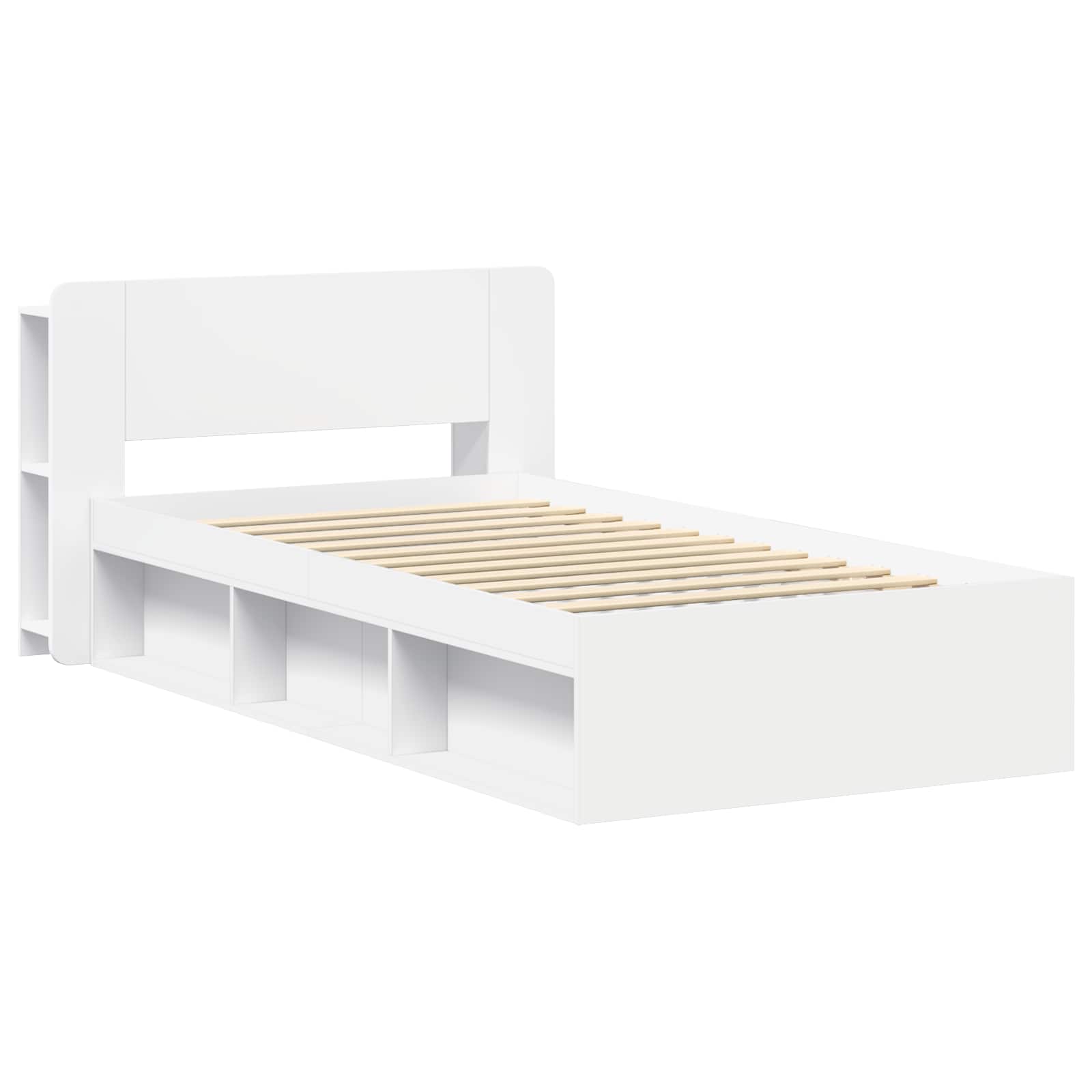 Sengestel med opbevaring Hvid 80 x 200 cm Konstrueret træ