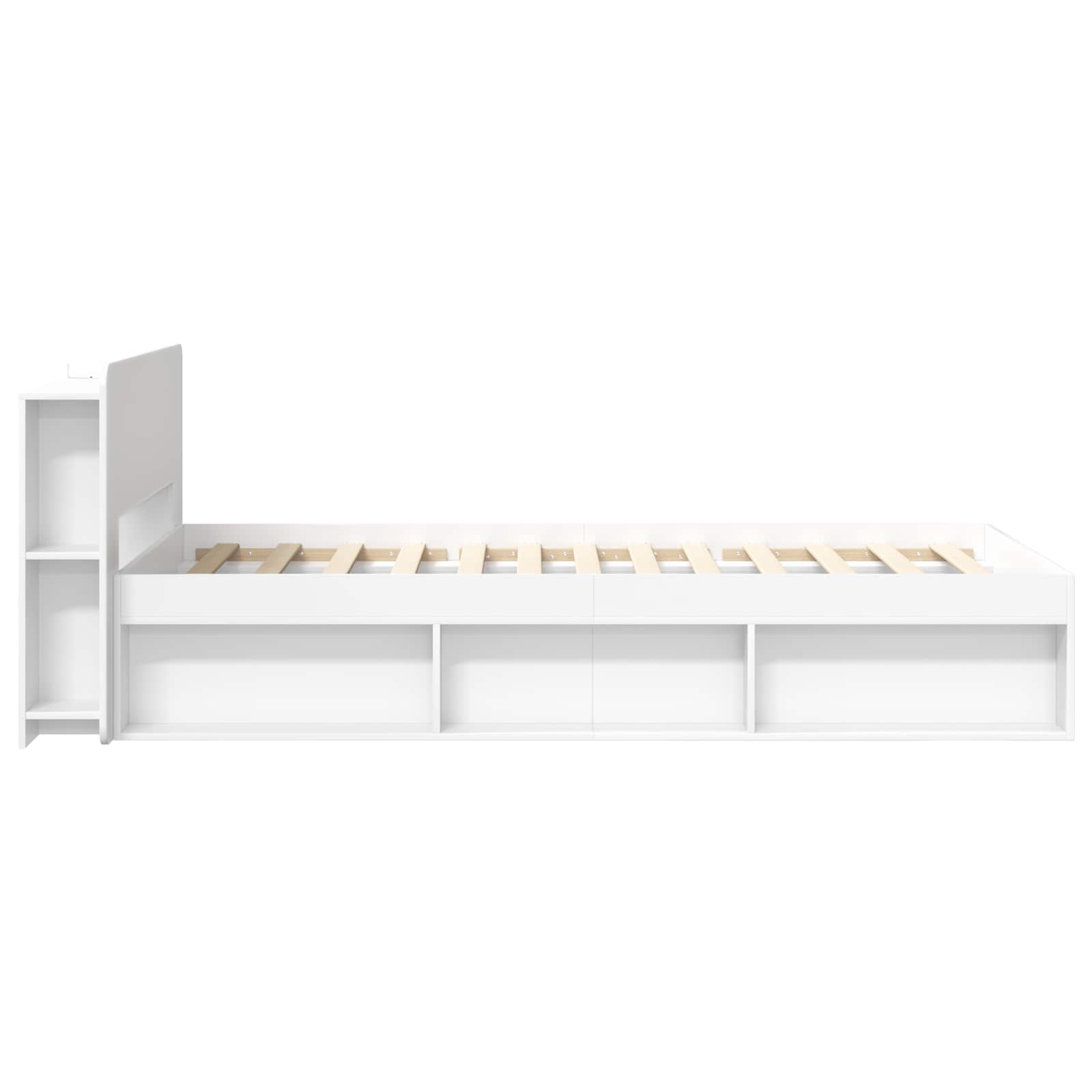 Sengestel med opbevaring Hvid 80 x 200 cm Konstrueret træ