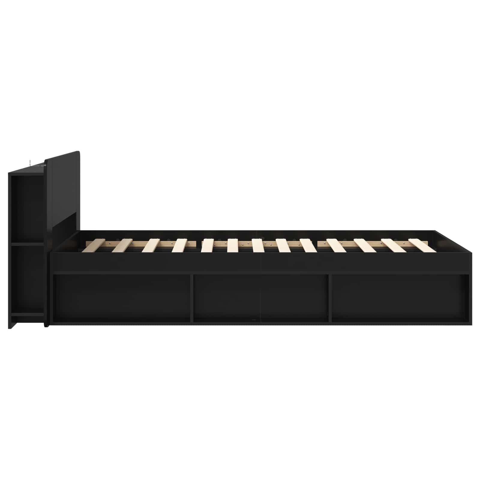 Sengestel med opbevaring Sort 90 x 190 cm Konstrueret træ