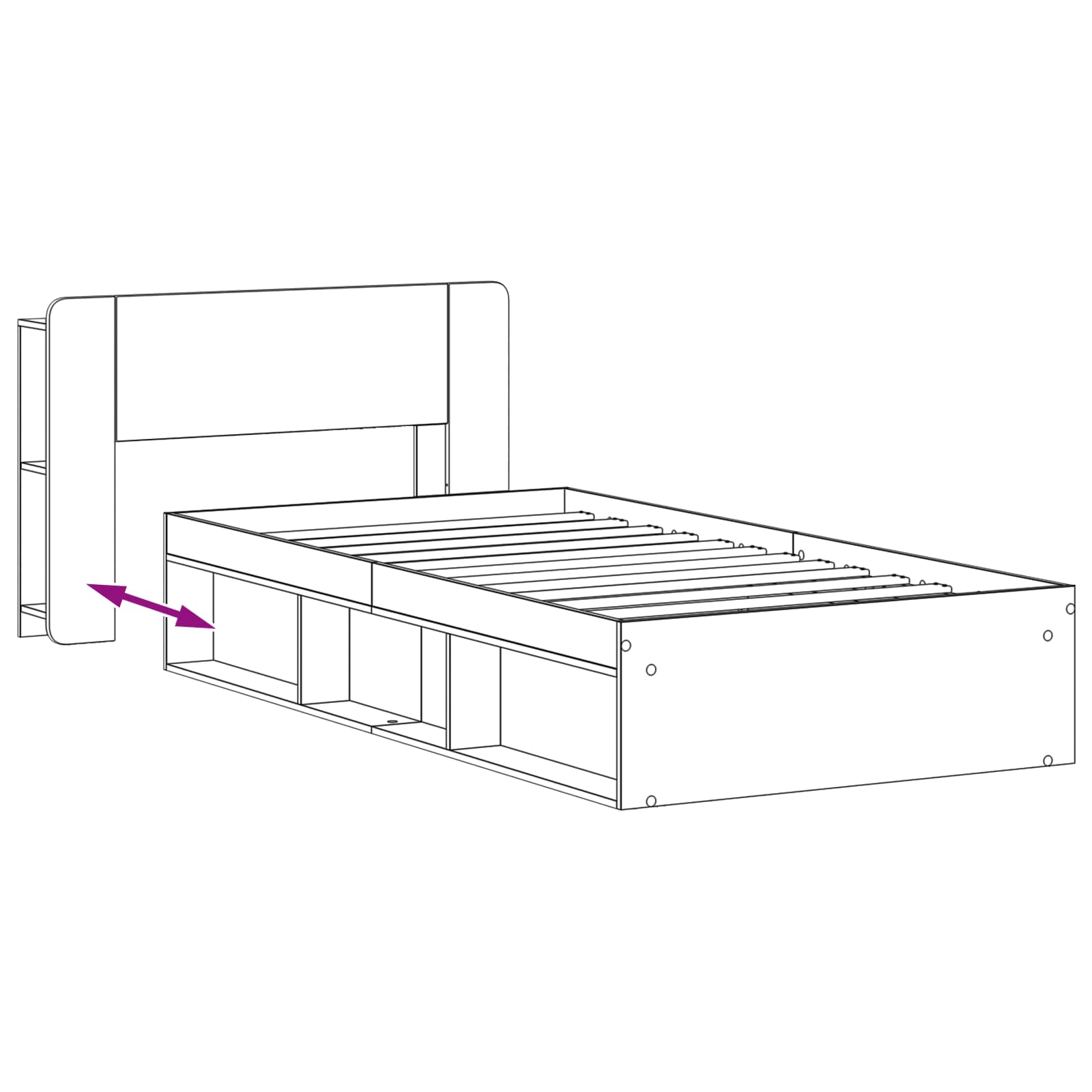 Sengestel med opbevaring Røget eg 100 x 200 cm Konstrueret træ