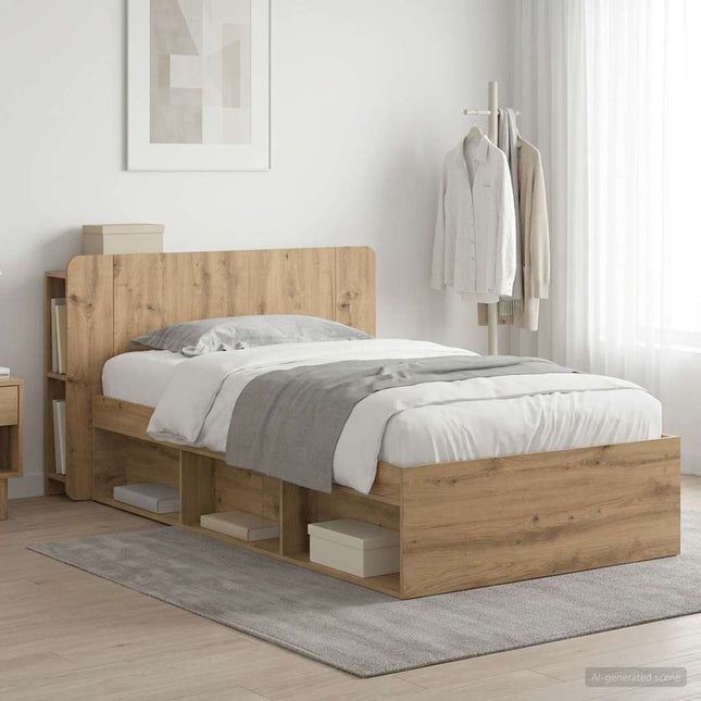 Sengestel med opbevaring Artisan-eg 90 x 200 cm Konstrueret træ