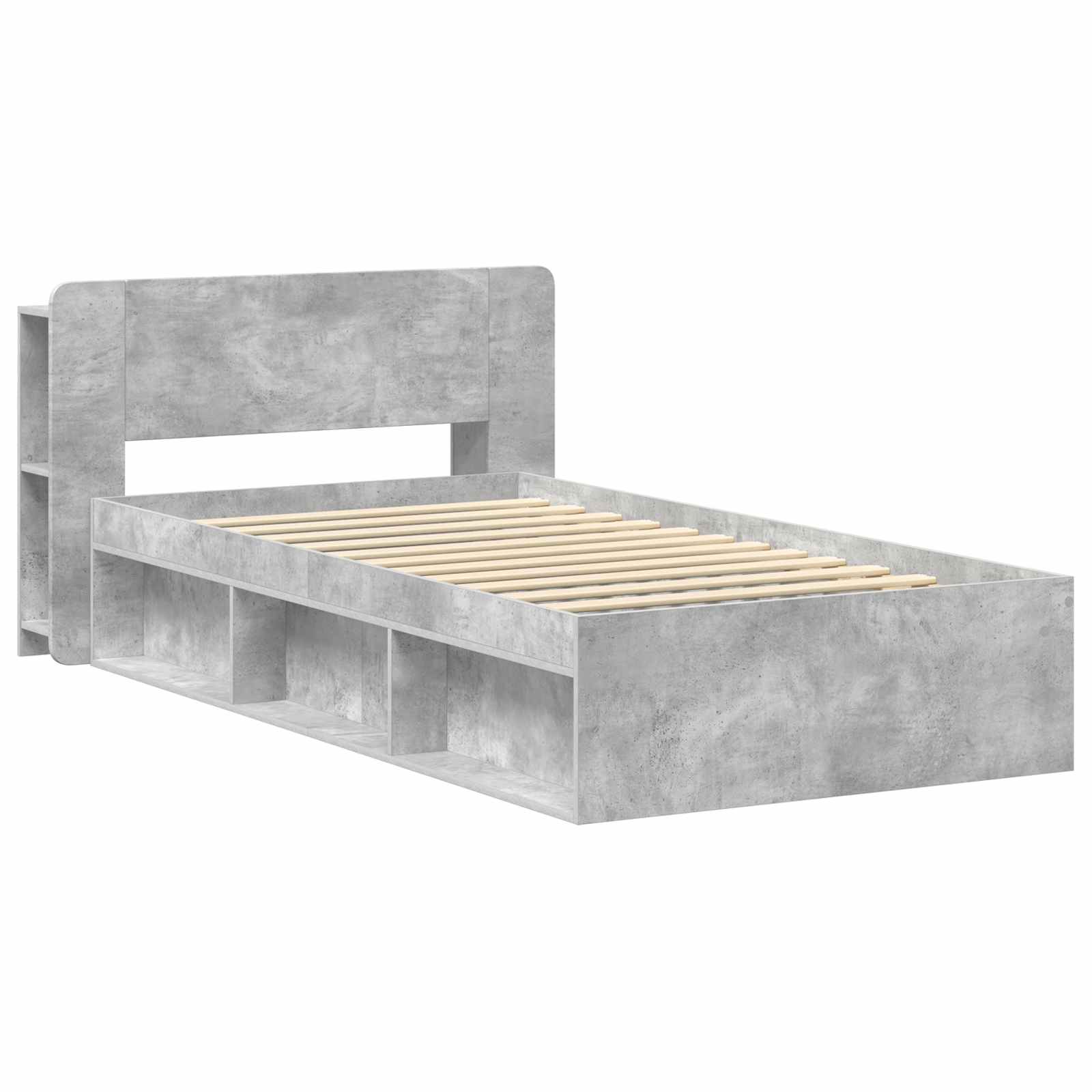 Sengestel med opbevaring Betongrå 90 x 200 cm Konstrueret træ