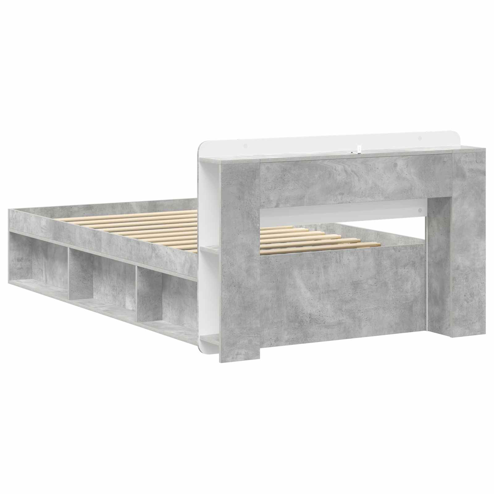 Sengestel med opbevaring Betongrå 90 x 200 cm Konstrueret træ