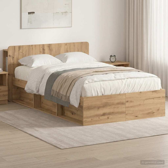 Sengestel med opbevaring med hovedgærde Artisan-eg 120 x 190 cm