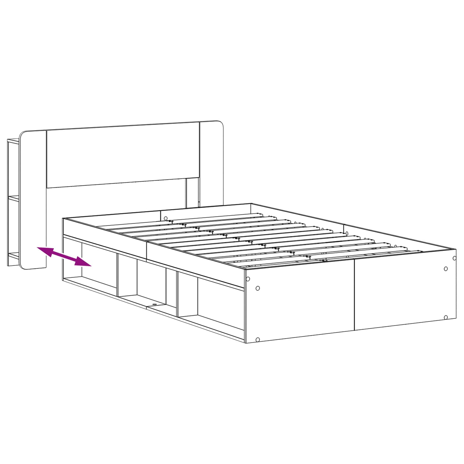 Sengestel med opbevaring Gammelt træ 120 x 190 cm