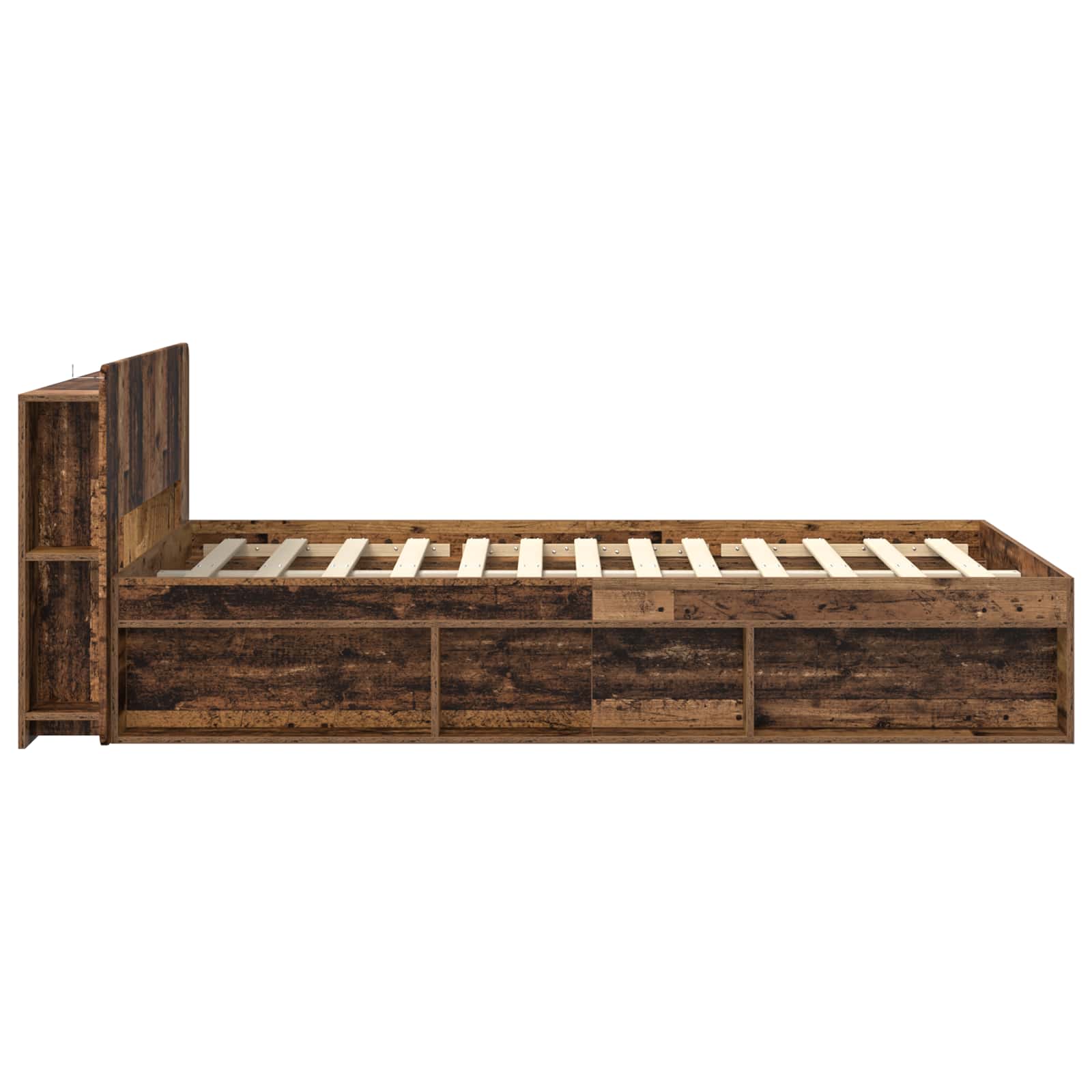 Sengestel med opbevaring Gammelt træ 120 x 190 cm