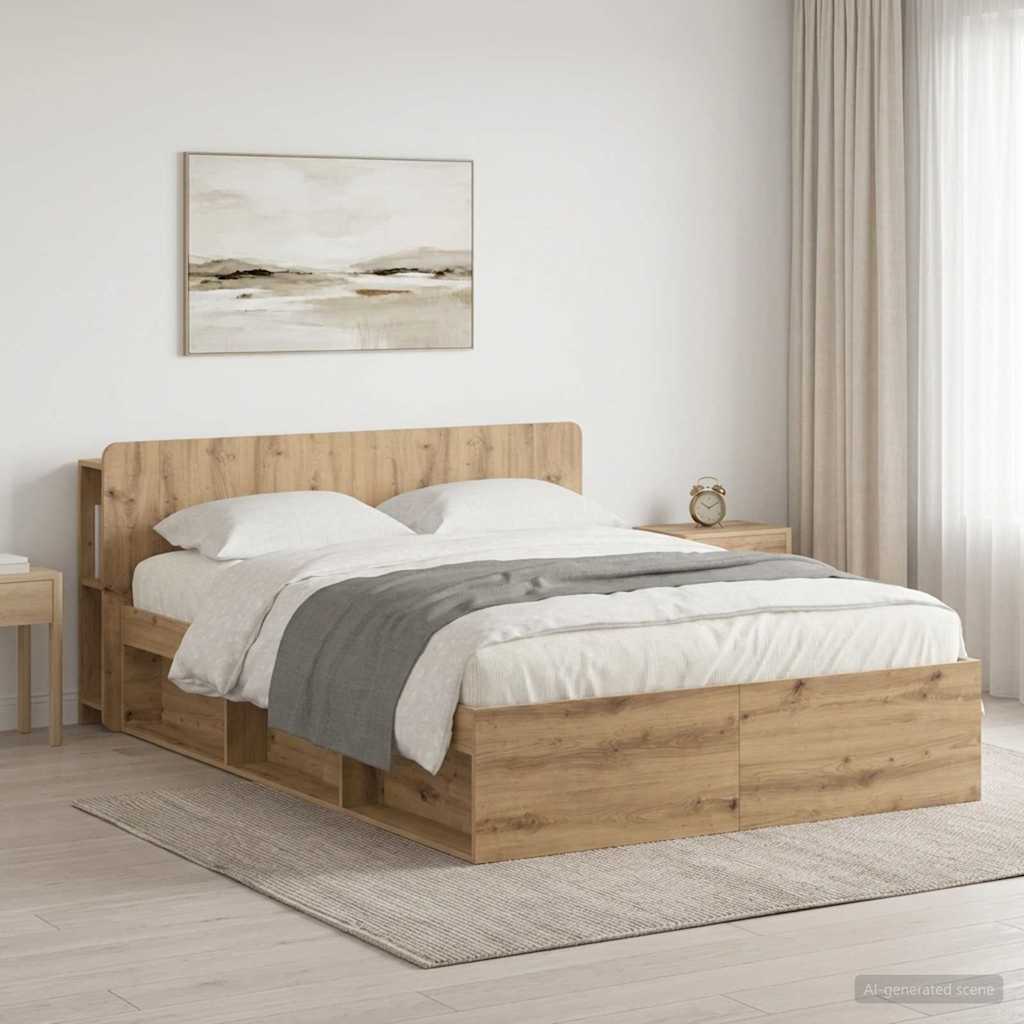 Sengestel med opbevaring med hovedgærde Artisan-eg 135 x 190 cm