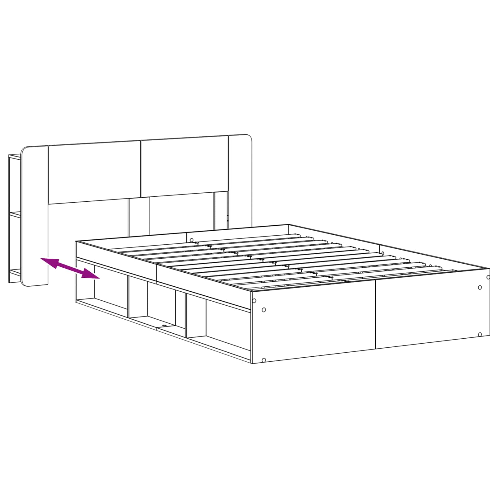Sengestel med opbevaring med hovedgærde Artisan-eg 140 x 190 cm
