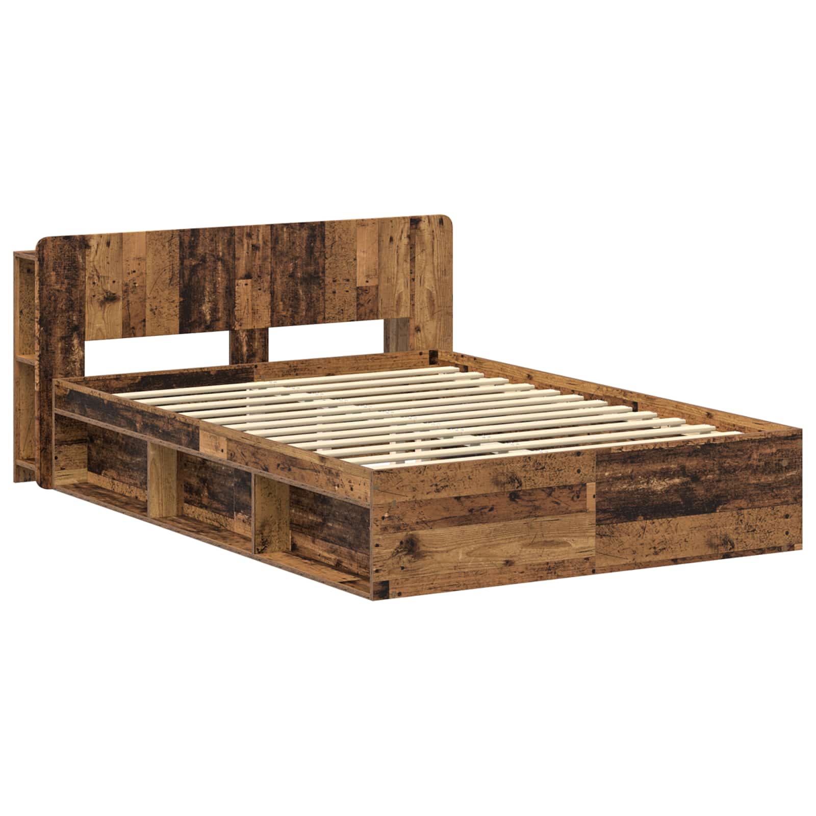 Sengestel med opbevaring Gammelt træ 140 x 190 cm