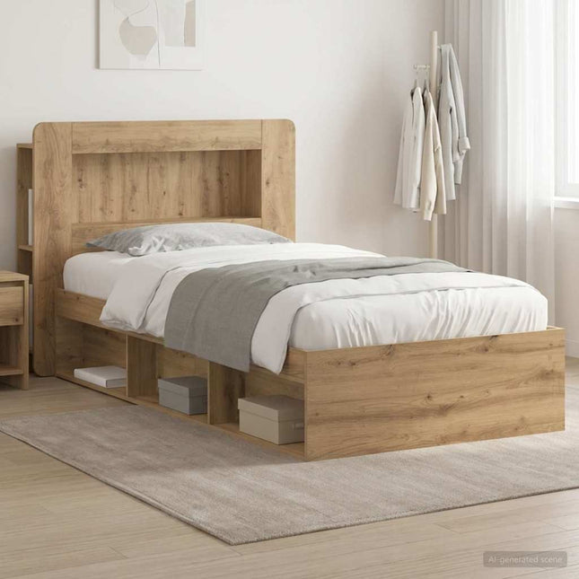 Sengestel med opbevaring Artisan-eg 75 x 190 cm Konstrueret træ