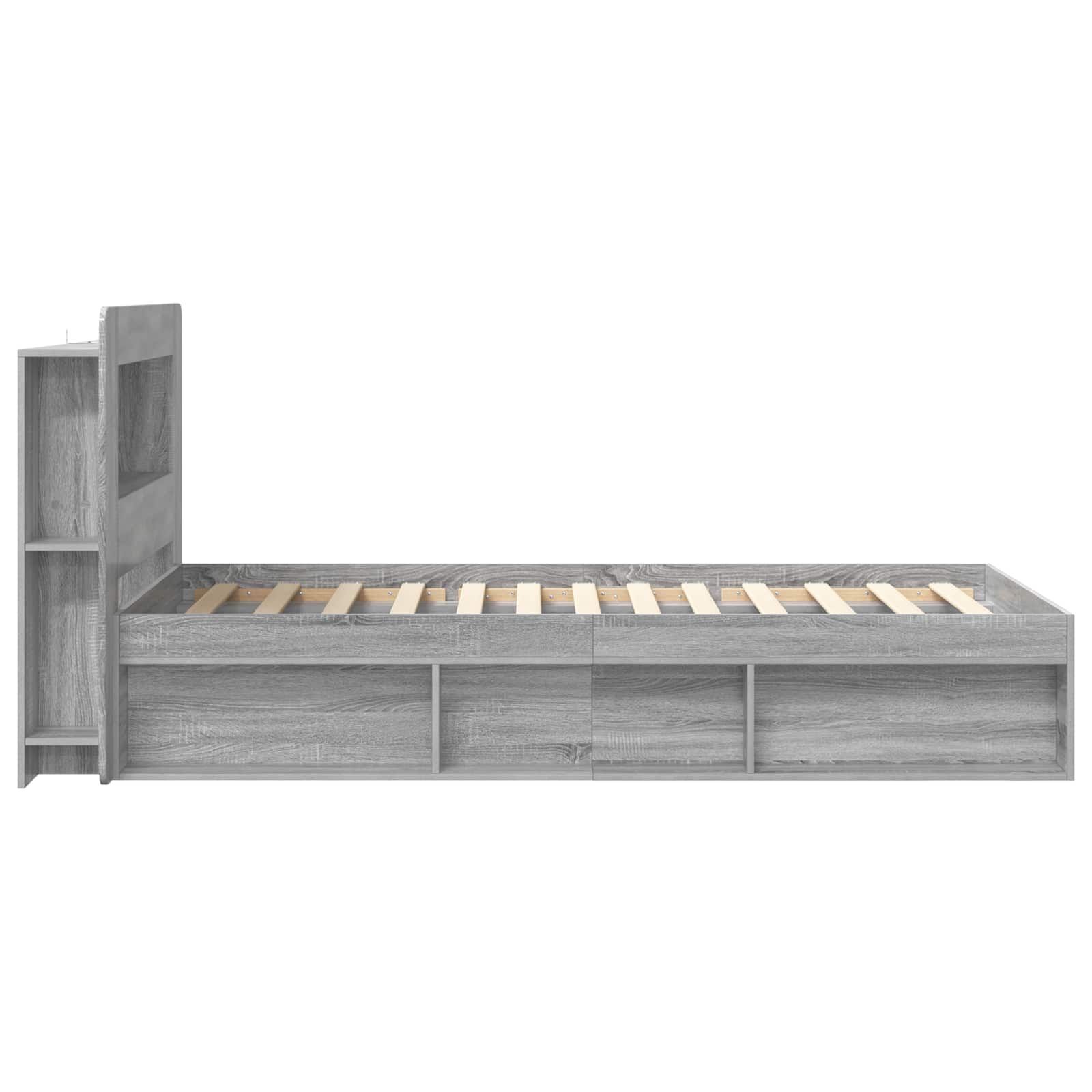 Sengestel med opbevaring Grå Sonoma 80 x 200 cm Konstrueret træ