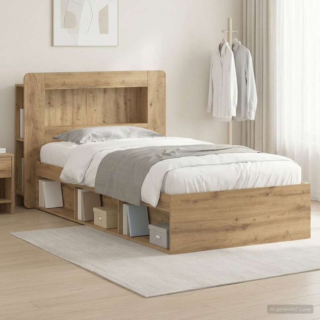 Sengestel med opbevaring Artisan-eg 90 x 190 cm Konstrueret træ