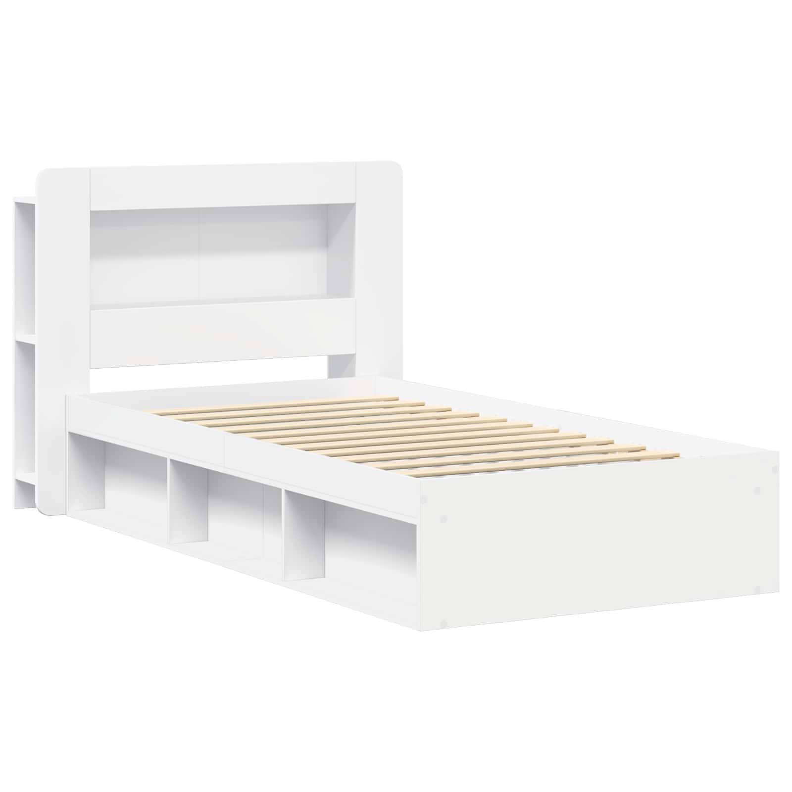 Sengestel med opbevaring Hvid 90 x 190 cm Konstrueret træ