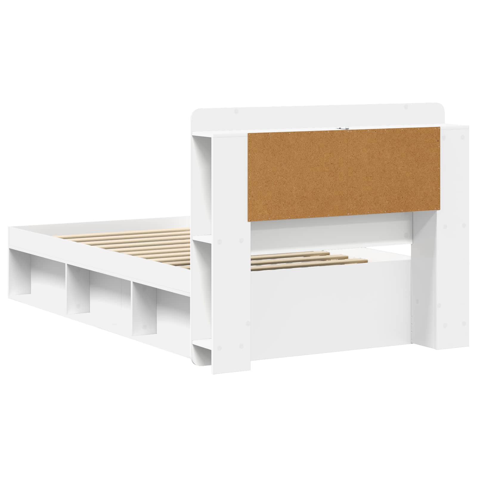 Sengestel med opbevaring Hvid 90 x 190 cm Konstrueret træ