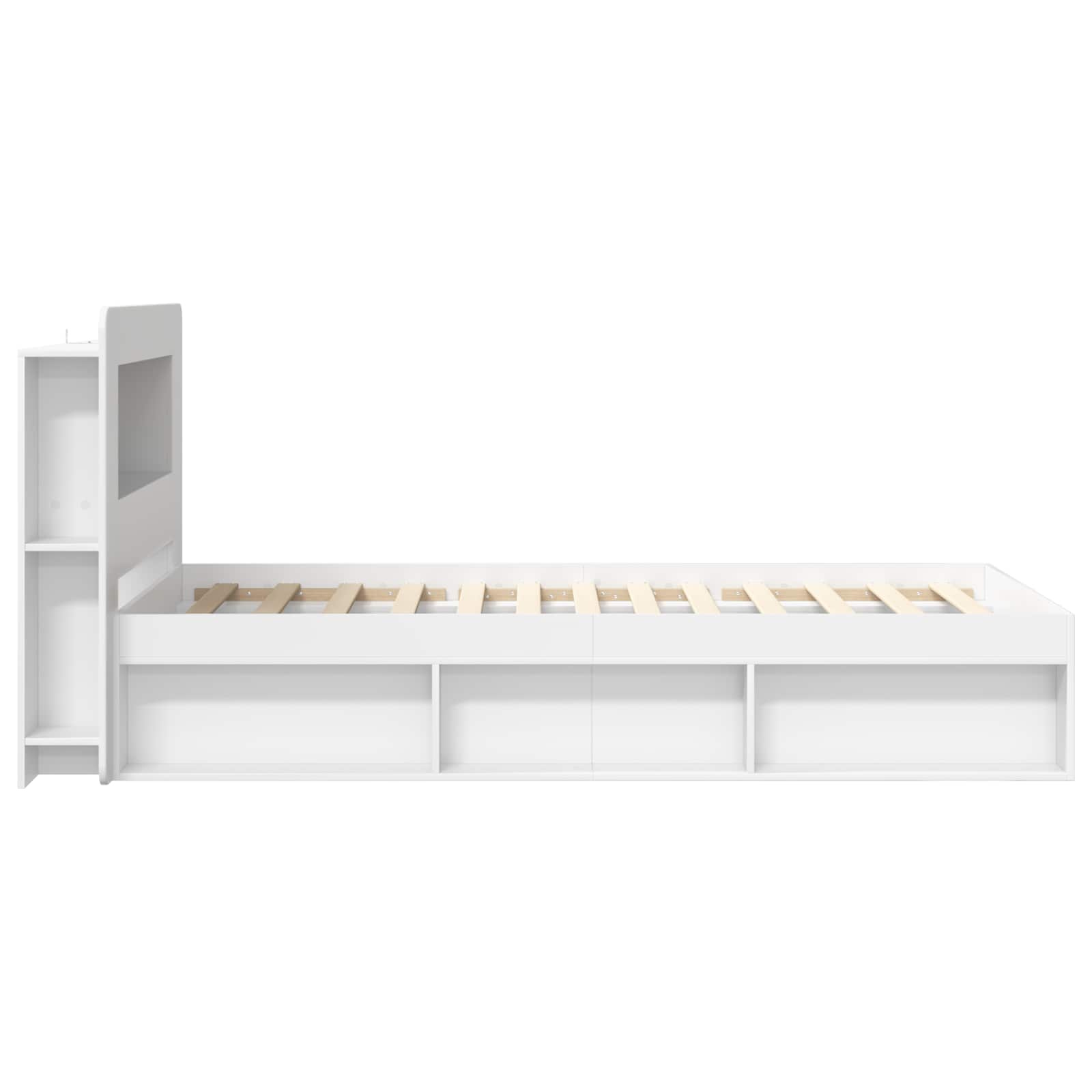 Sengestel med opbevaring Hvid 90 x 190 cm Konstrueret træ