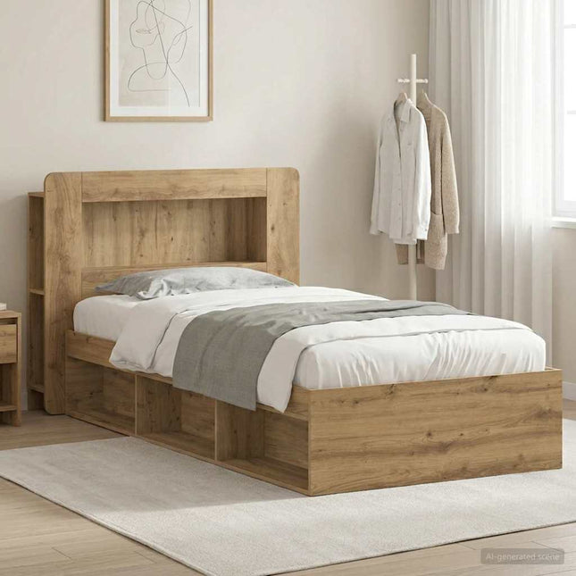 Sengestel med opbevaring med hovedgærde Artisan-eg 100 x 200 cm